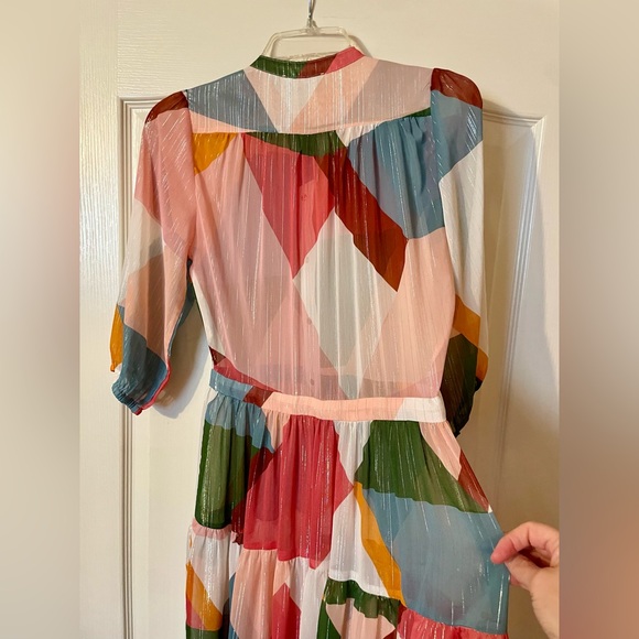 SUNCOO Paris Celina Multicolor Geometric Print Sheer Dress Size TO (XS) *READ - Picture 7 of 9